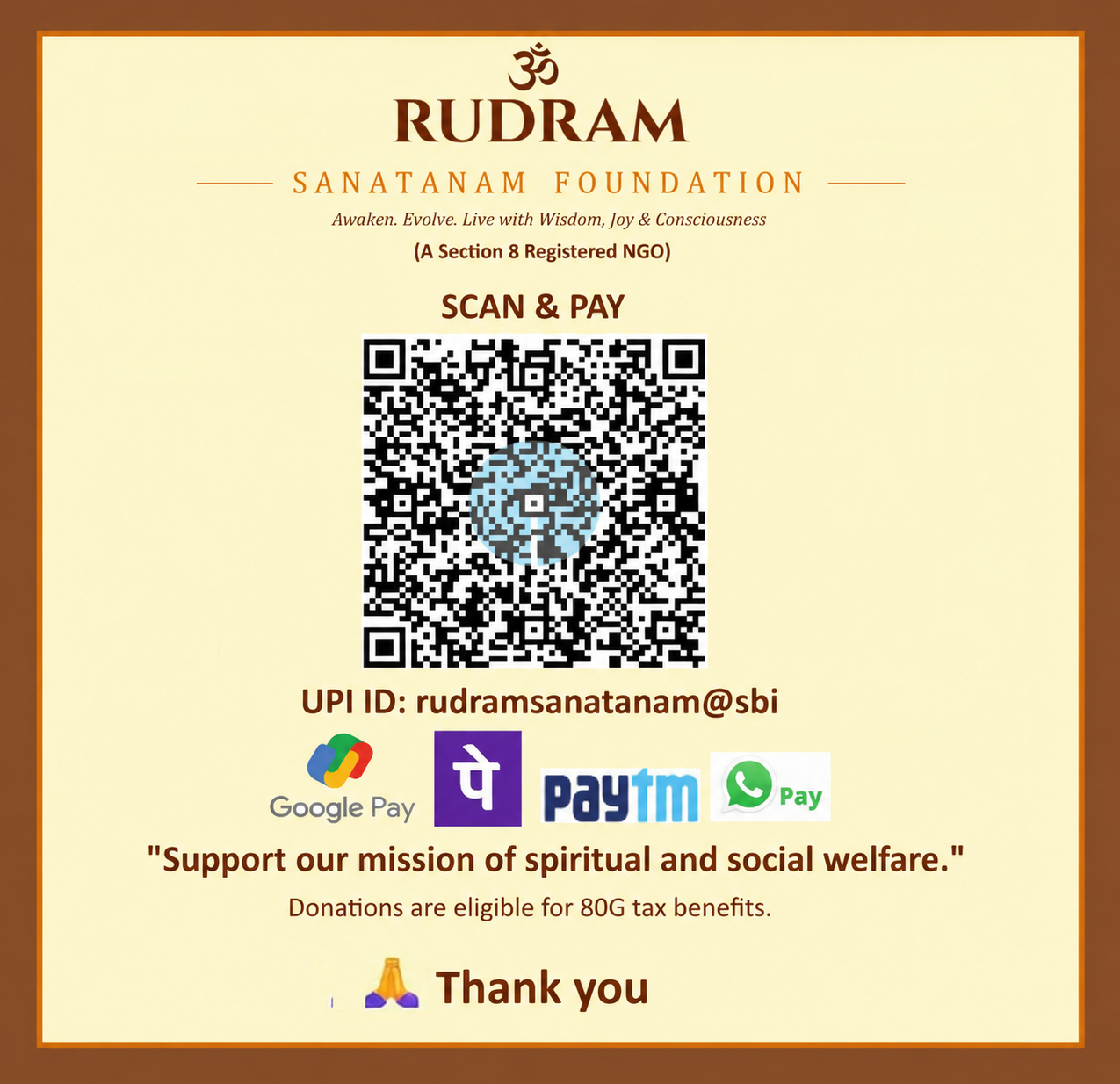 Rudram Sanatanam Foundation Donation QR and Details